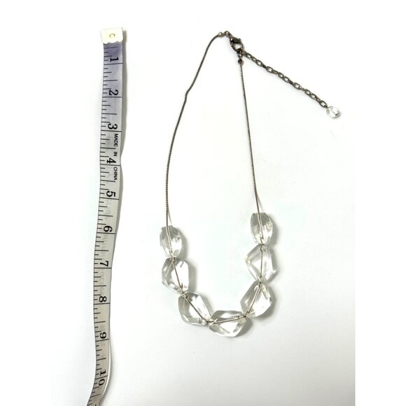 CLEAR CHUNKY ROCK BEADS STATEMENT NECKLACE Jewelry Wedding Evening Bride Mother - Picture 2 of 2